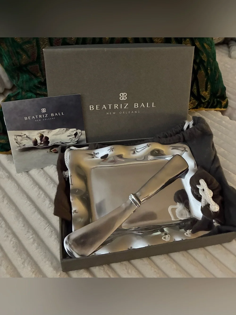 Beatriz Ball Square Serving Tray with Spreader - Silver